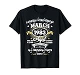 March 1983 40th Birthday Apparel Gift Womens