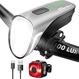 Gardien LED Fahrradlicht Set , 100 LUX USB Fahrradbeleuchtung Set mit 4 Licht-Modi Aufladbar Fahrradlampe, Fahrradlicht Set Fahrradlampe vorne Rücklicht Set Fahrrad Licht IPX5 Wasserdicht (Silber)