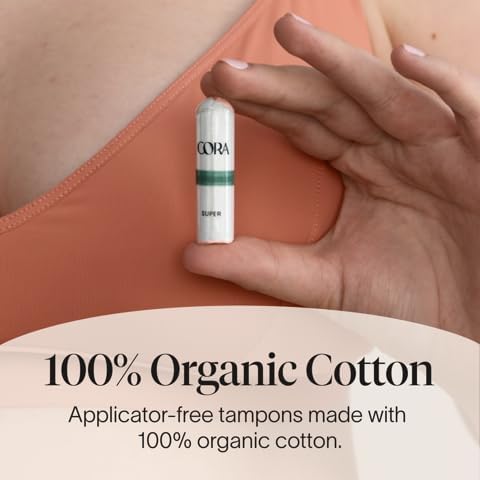 Image of Cora Organic Cotton Non-Applicator Tampons (72 Super Non-Applicator Tampons)
