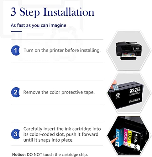 STAROVER Cartuchos de Tinta 932XL 933XL Compatible para HP 932 933 XL Multipack para Officejet 6600 6700 6100 7110 7510 7610 7612 (Paquete de 5)
