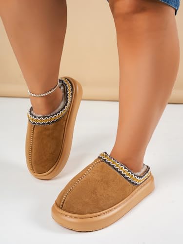 Women's Warm Cotton Slippers - Non-Slip Flat Home Shoes with Soft Woolen Lining, Round Toe Design for Cozy Indoor Wear3