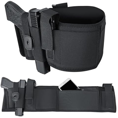 Belly Band Holster, Unisex Gun Holster Compatible with Smith Wesson, Shield, Taurus, Glock 17/19, P238, Ruger, Most Pistols and Revolvers, Athletic Performance for Running, Jogging, Hiking Cover