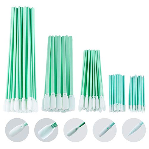 YOUZAN Foam Tip Cleaning Swabs 100PCS in 5 Models, Multi-Purpose Lintless Swabs Foam Q Tips for Inkjet Printer, Printhead, Camera, Optical Lens, Gun, Automotive Detailing