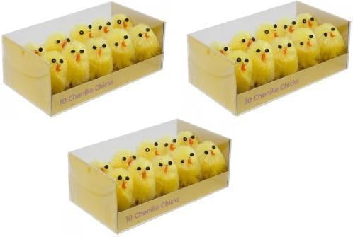3 x Boxes Of Pack Of 10 Fluffy Yellow Chicks Chenille Easter Chicks Small Chicks