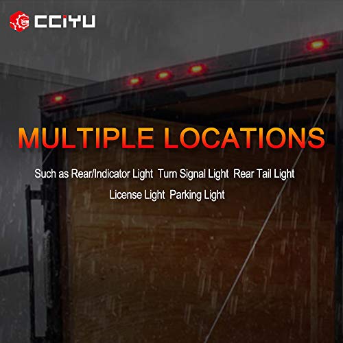 Cciyu Car Marker Light 2 Pack Red Oblong/Side Marker Light W/White Base Replacement Fit For Camper Boat 6Led/Pc #TOP6