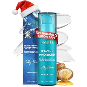 MAREE Leave In Conditioner for Dry Damaged Hair – Leave In Conditioner for Curly Hair Care – Color Treated Hair Moisturizer for Women & Men with Keratin & Argan Oil – Acondicionador Para Cabello