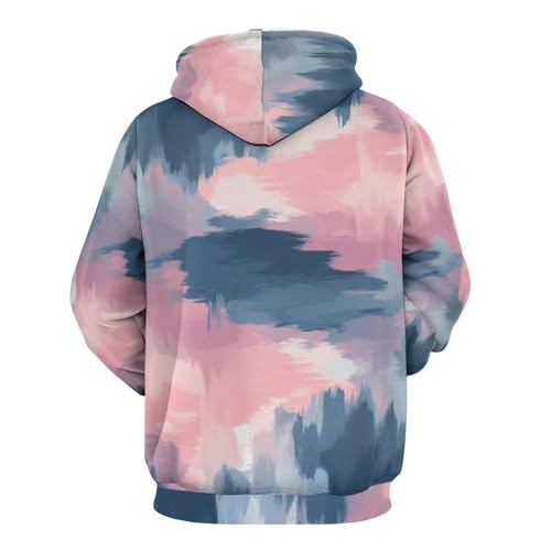 Sweat à capuche bleu poudré color block pull imprimé graffiti abstrait 3D - 4