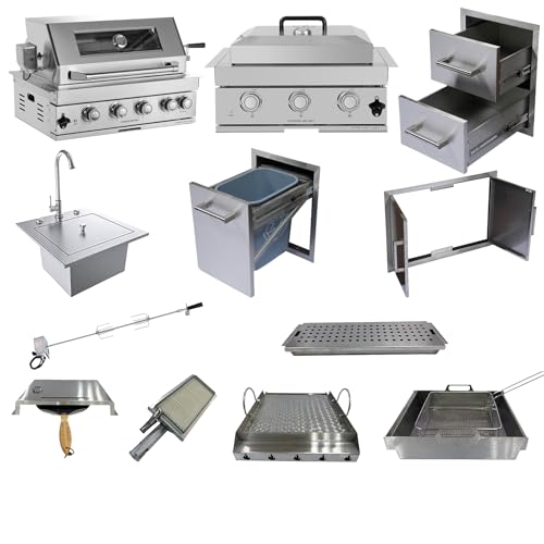 13-Pc 32" Gas Grill Island with 4 Burners, Sink, Rotisserie