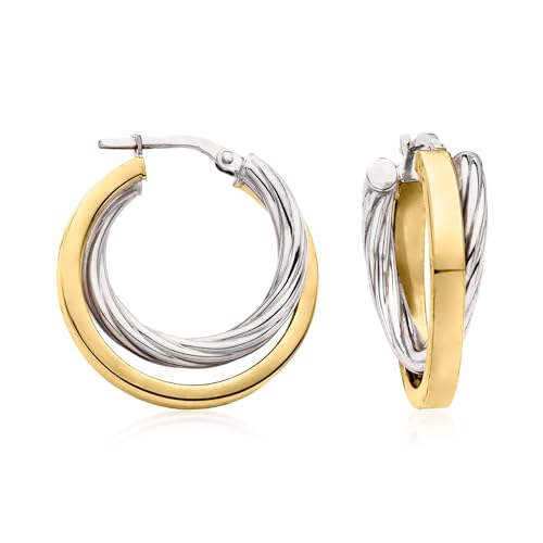 Ross-Simons Italian 2-Tone Sterling Silver Double-Hoop Earrings