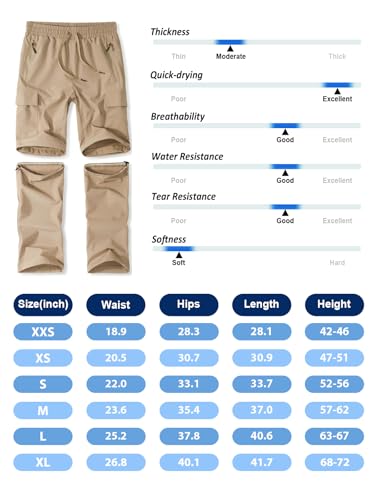 Image of Boys Convertible Hiking Pants Kids Zip Off Scout Pants Youth Teen Boy Quick Dry Outdoor Fishing Waterproof Lightweight 4-18Y