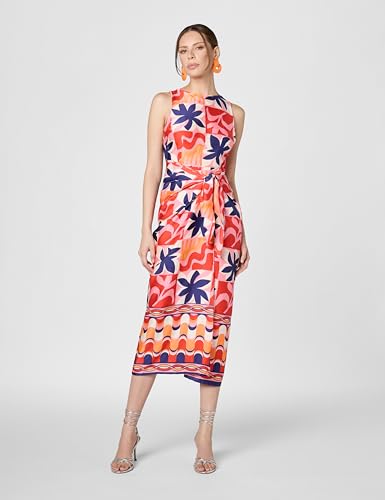 Image of Donna Morgan Women's Floral Midi Wrap Dress for Women - Versatile Summer, Beach, and Vacation Dress