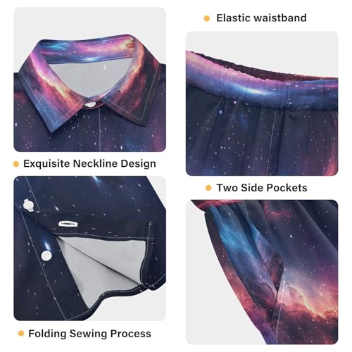 Boccsty Colorful Galaxy Purple Boy Summer Shorts Sets Hawaiian Toddler Boys T-Shirt & Pants 2 Pcs 3T4