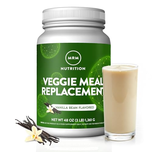 MRM Nutrition Veggie Meal Replacement Protein - Vanilla Bean Flavored, 22g Vegan Protein for Women & Men, Macronutrient Formula with Enzymes & Amino Acids - 28 servings