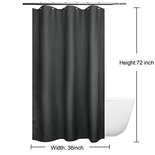 Eforcurtain Small Width Size Thicken Shower Curtain Decorative Waffle Design 36 Inch By 72 Inch, Bath Curtain For Home And Hotels, Charcoal Color #TOP1