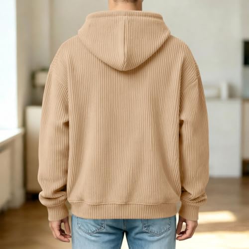 lozssnigzi Sweat a Capuche Femme Homme en Velours Côtelé avec Grande Poche Kangourou pour Transporter Un Petit Animal, Doux et Confortable Oversize Hoodie pour Les Amoureux des Animaux – vue 9