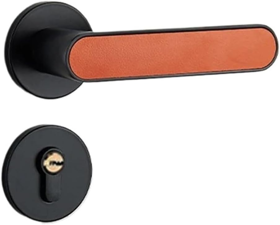 Bedroom Split Door Lock Room Lock Solid Silent Handle Lock(Black Orange)