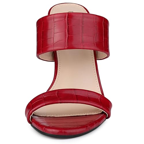 Allegra K Allegra K Women's Open Toe Stiletto Heel Slide Red Sandals 9 M US