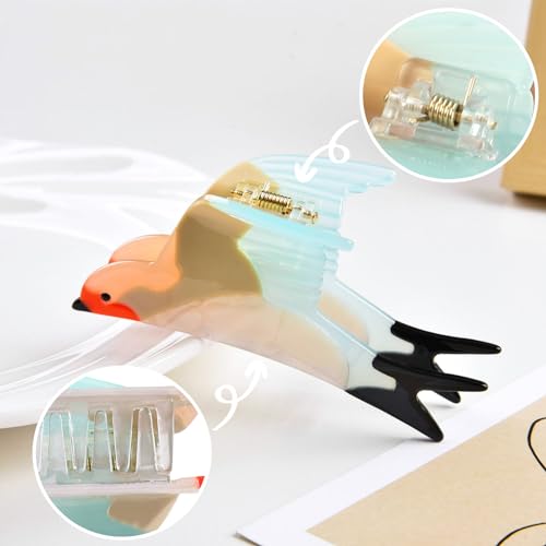 Bqsazhyj Acetate Swallow Women Hair Clips For Thin Hair,Bird Shape Claw Clips Cute Hair Accessories Fun Animal Claw Clip thumb #2