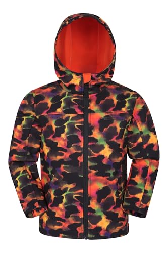 Mountain Warehouse Exodus Kids Softshell Jacket - Breathable, Water Resistant, Fleece Lined, Wind Resistant Coat, Boys & Girls - For Spring Summer & Outdoors Red (05) Kids Size 7-8 Years