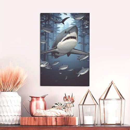 Impression toile requin amusant sans cadre affiche moderne 30x45 - 7