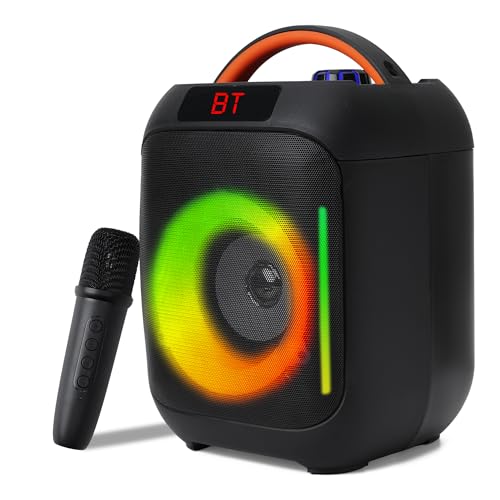 Image of Krisons Krx-Boom 35W Multi-Media Bluetooth Party Speaker with Wireless Mic for Karaoke,2400 MAH Battery, Digital Display,RGB Lights, USB, SD Card, FM Radio,Auto TWS Function