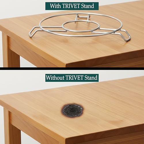 Image of Steel Trivets Hot Pot Stand for Kitchen Dining Table Rack | Patila, Kadai Stand, Rust Proof Cooling Steaming Rack Stand, Kitchen Utensil Vessel Holder (Pack of 3)