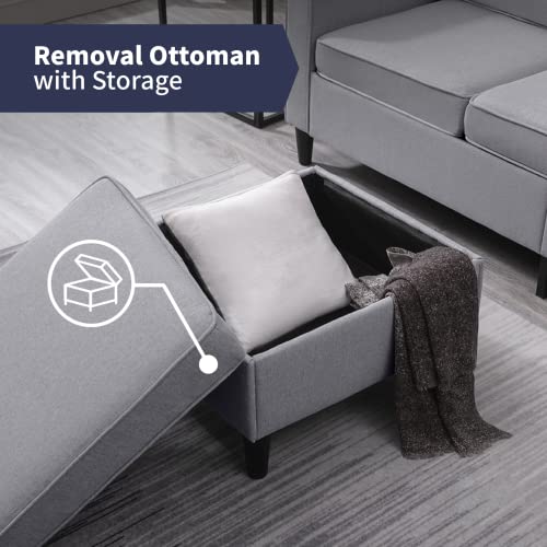 Zafly Convertible Sectional Couch Modular L Shape Sofa With Storage Ottoman Living Room Sets 3-Seat Sofa Sectional Couch For Small Space Living Room Bedroom Office #TOP5