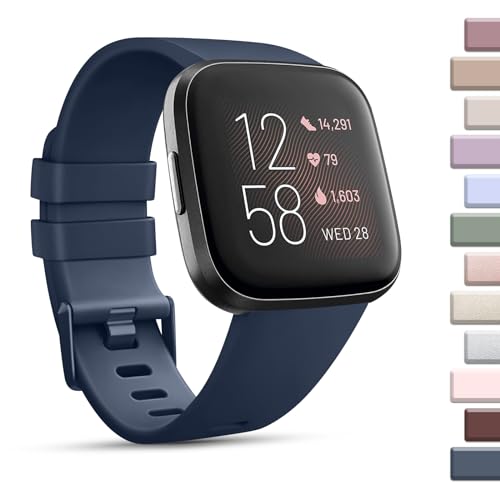 Mugust Sport Bands Compatible with Fitbit Versa 2 / Fitbit Versa/Versa Lite/Versa SE, Classic Soft Silicone Replacement Wristban