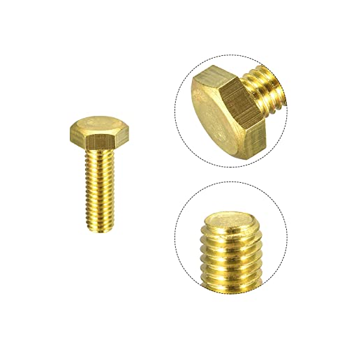 Image of uxcell Brass Hex Bolts, M8x25mm 5pcs Fully Thread Grade 4.8 Solid Brass Hexagon Head Bolt Machine Screws for Machinery
