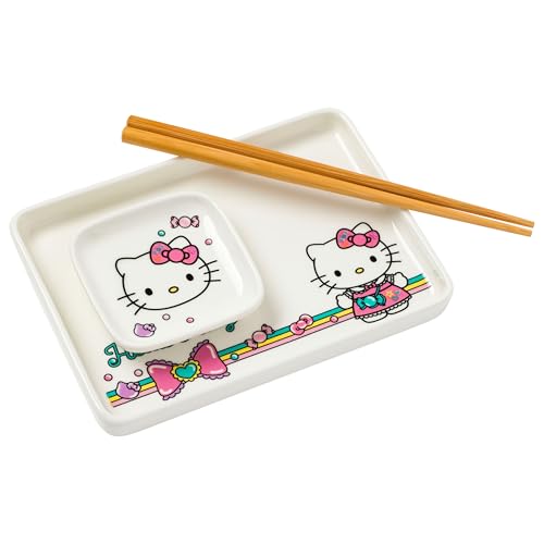 Image of Silver Buffalo Sanrio Hello Kitty Ceramic Sushi Set, 3 Piece Set