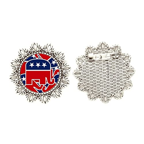 Broche de plata de elefante estadounidense talla mediana para ropa