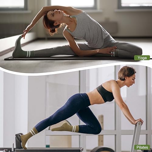 Image of Pilates Socks with Grips for Yoga, Barefoot, Ballet, Barre, Hospital Non Slip Anti Skid Socks for Women and Men