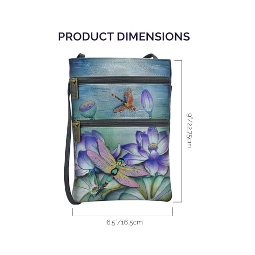 Image of Anuschka Women's Leather Crossbody Bag - Hand-Painted Genuine Leather Handbag with Pockets for Everyday Use - 448