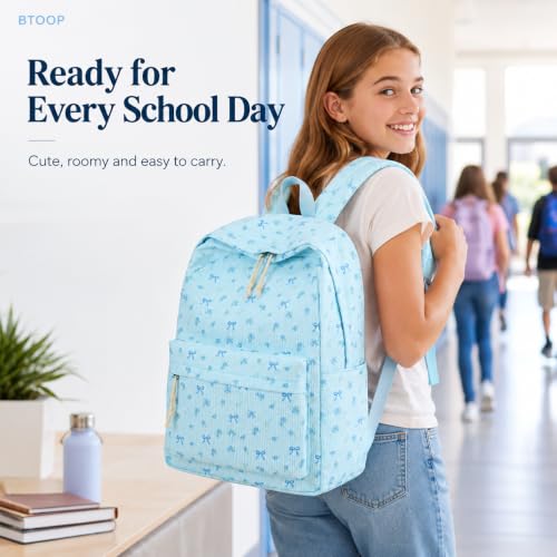 Image of BTOOP School Backpack for Teens Large Cute Bookbag Lightweight 15.6 inch Laptop Bag for Girls Women Casual High School College