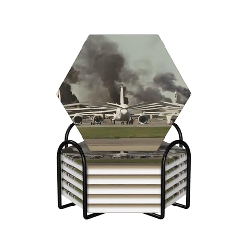 Dessous de verre en céramique avec support table maison décoration jet fighter - 2