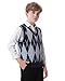 BASADINA Boys Argyle Sweater Vest V-Neck Uniform Sleeveless Vest Kids Over Size Casual Knit Sweaters for Children 5-14Y Navy Blue