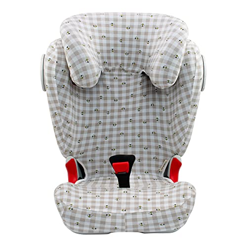 JYOKO Kids Funda para Silla de Coche Compatible con Romer Kidfix II XP SICT (con Ojal, Picnic Vichy)