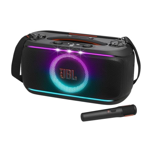 Image of JBL PartyBox On-The-Go 2 Portable Bluetooth Party Speaker with Wireless Mic, Dynamic Lightshow, 15-Hour Playtime, Splashproof, Handle & Shoulder Strap - Powerful JBL Pro Sound