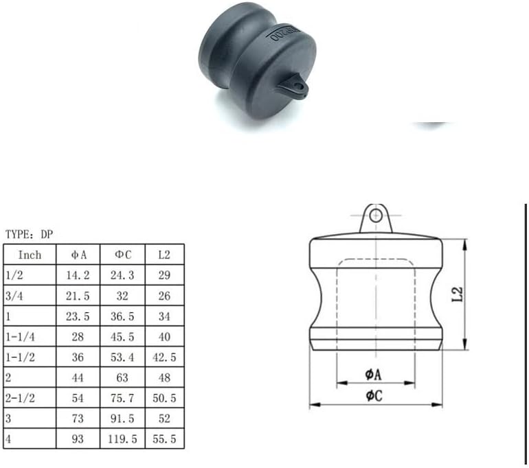 PP Camlock Coupling Quick Connect Fittings A B C D DC DP E F Type Plastic Hose Adapter for Water Chemical Agriculture Irrigation(DC-Type,1-1/4")