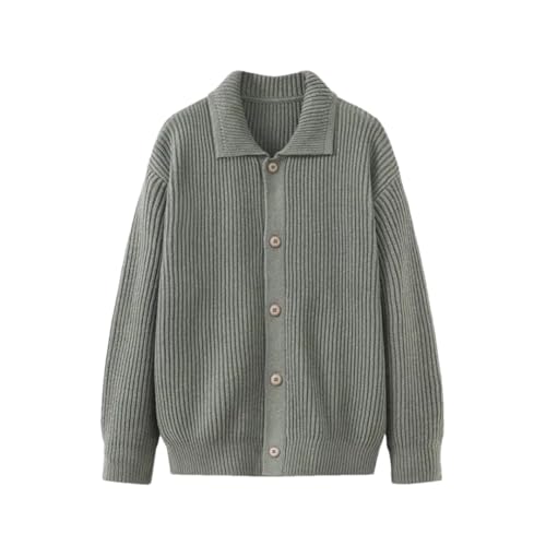 Disimlarl Men Solid Knit Cardigan Sweater Korean Lapel Knitted Outwear Button Slim Fit Casual Knitwer