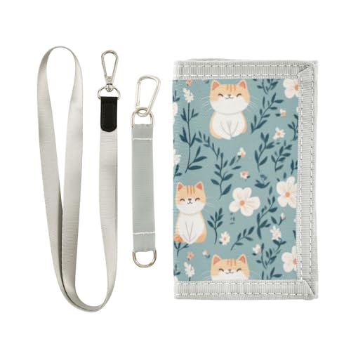 Wusikd Cute Cat Kids Wallet for Boys Girls Flower Toddler Trifold Wallet Novelty Wallet for Teens Women Men
