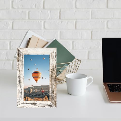 Image of JCJMY 3x5 Picture Frame for Tabletop, 3 x 5 Photo Frame with Shatter Resistant Plexiglass, Sturdy 3 by 5 Poster Frame, Rustic White