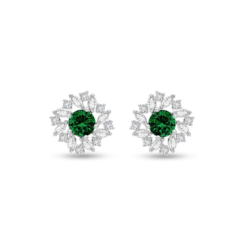 Image of CLARA 925 Sterling Silver Stud Earrings | Platinum Plated | Daily Wear |Gift for Women and Girls