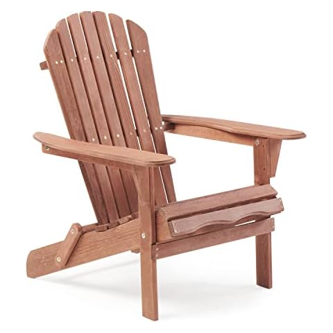 Outdoor Wooden Folding Adirondack Chair with Pre-Assembled BackRest, Patio Chair for Garden Lawn Backyard Deck Pool Beach Firepit Cover