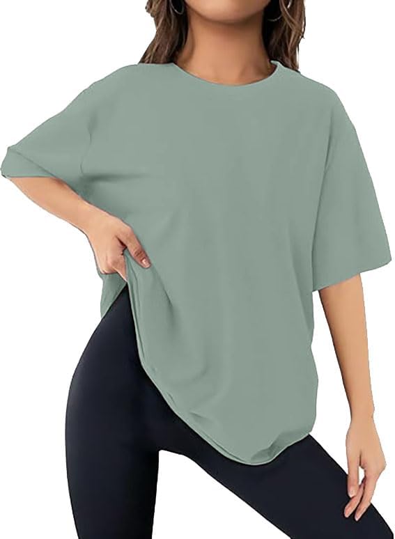 Womens Oversized Workout T Shirts 2025 Summer Athletic Plus Size Tops Trendy Y2K Clothes Short Sleeve Tee