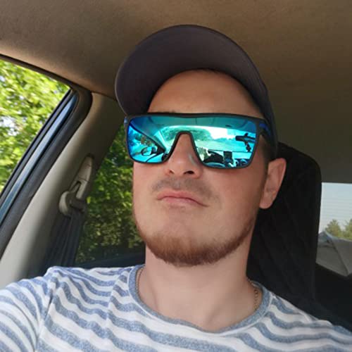 Louriy Flat Top Polarized Sport Sunglasses Men Vintage Square Shield Cycling Running Fishing Golf Hiking Sport Glasses Tr90 #TOP1