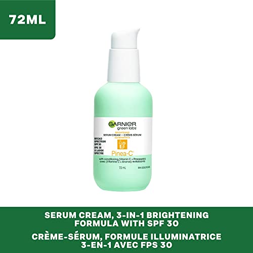 Garnier Skinactive Green Labs Pinea-C 3-In-1 Brightening Serum Cream, 24H Moisture + Serum + Spf 30 With Vitamin C, 2.4 Fl Oz (72Ml), 1 Count (Packaging May Vary) #TOP3
