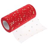BESTonZON Pailletten Tischrock aus Tüll 15cm X 25 Yard Roter Partytischrock mit Glitzer Hochzeitstischdeko für Feiern und Events