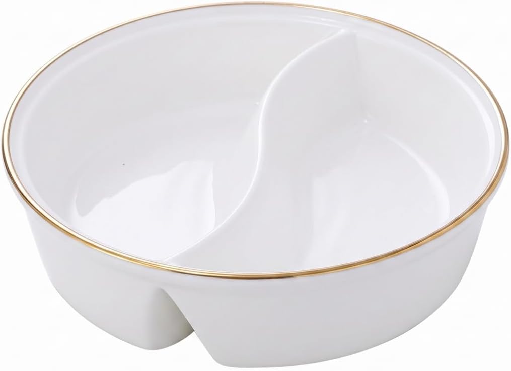 Soup And Sandwich Plate Combo 8inch Dual-grid Portion Control Bowls Gold