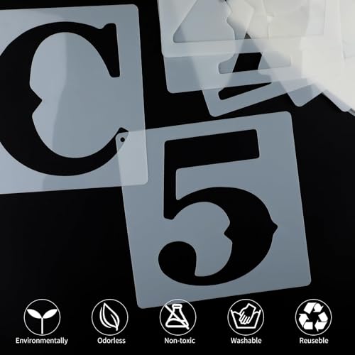 Ktxaby 36 Stück Buchstaben Und Zahlenschablonen 15cm Wiederverwendbare Alphabetschablone Kunststoff Schablonen Set Für DIY Malerei Auf Holz Wand Stoff Adresse Schild